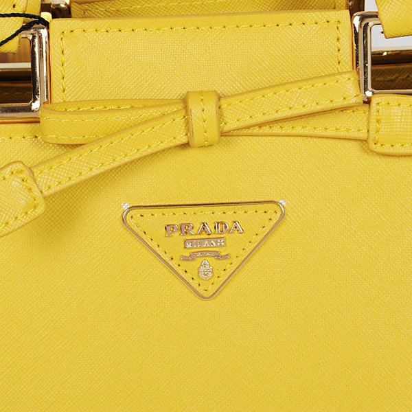 2014 Prada saffiano calfskin tote BN2245 lemonyellow